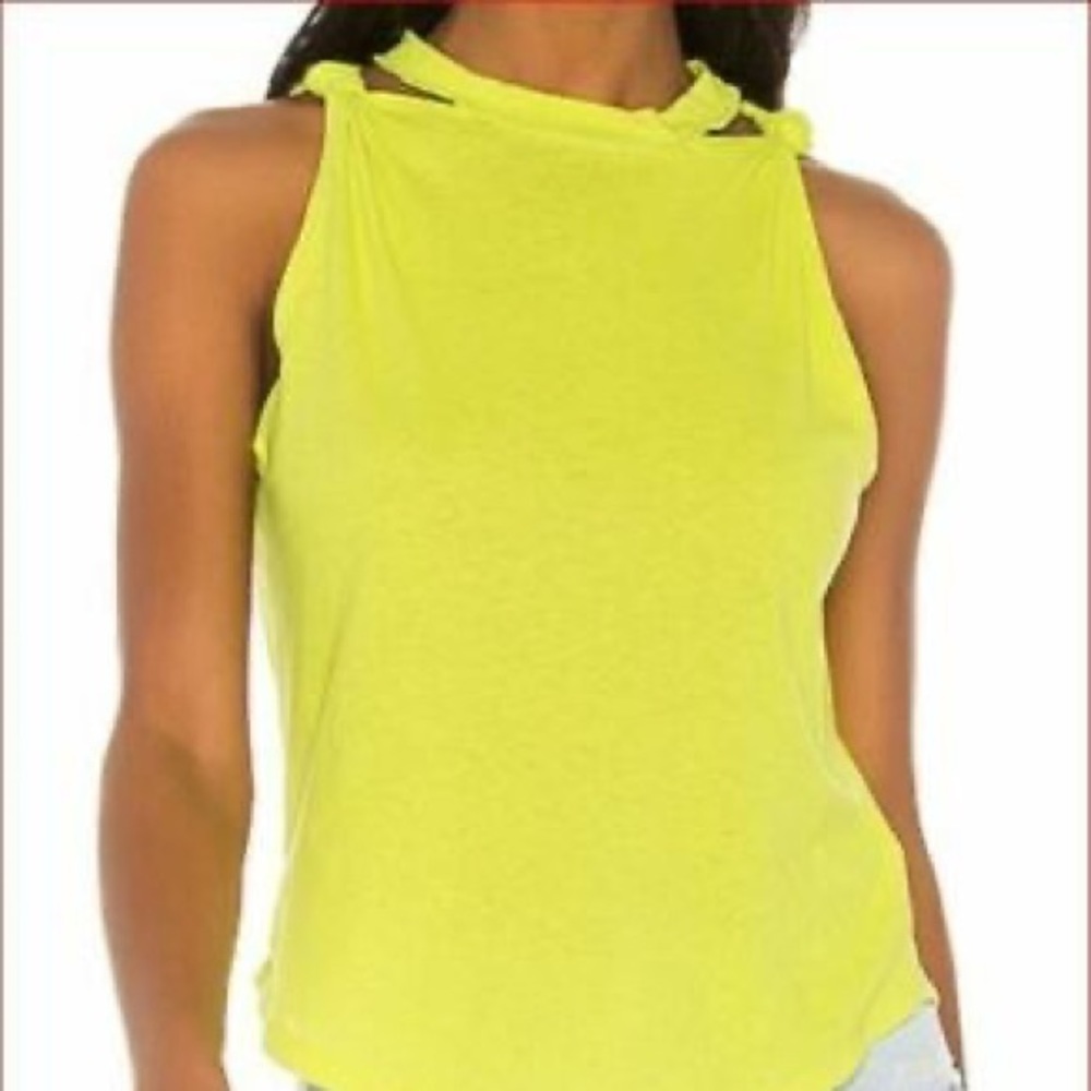 FREE PEOPLE Yellow Green Knot Shoulder Tank Athletic Women’s Size Small